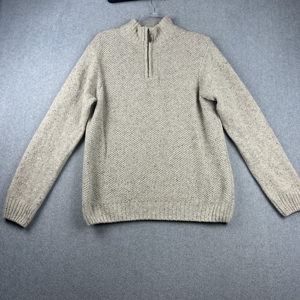 Luca Nobili Sweater Mens Large Beige Wool Blend Half Zip Pullover Made in Italy